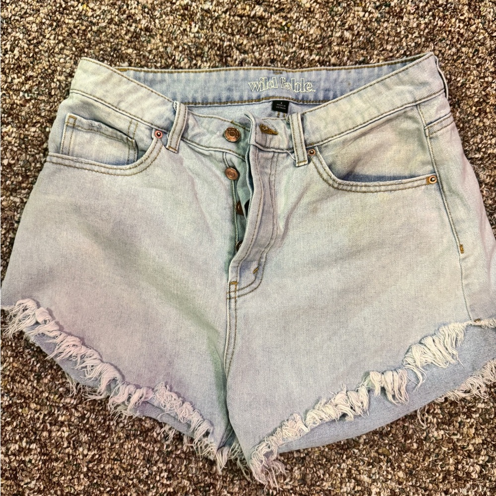 Light Wash Distressed Shorts